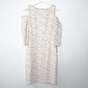 ELIZA J Midi Cold Shoulder Lace Dress 